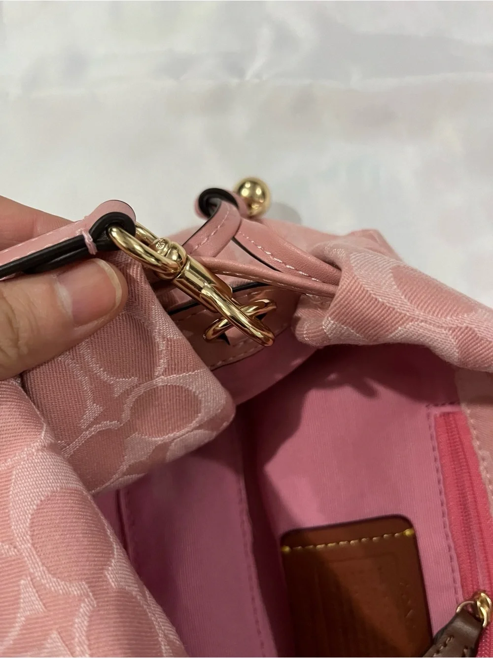 Coach Blush Pink Signature Jacquard Shoulder Bag